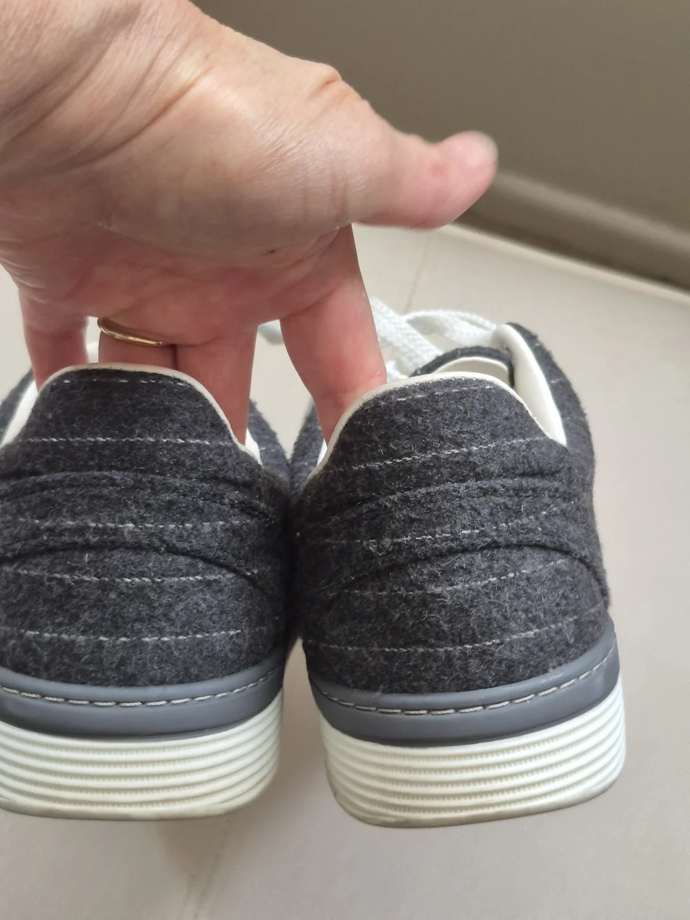 Chanel Men's Gray Pinstripe Low-Top Sneakers